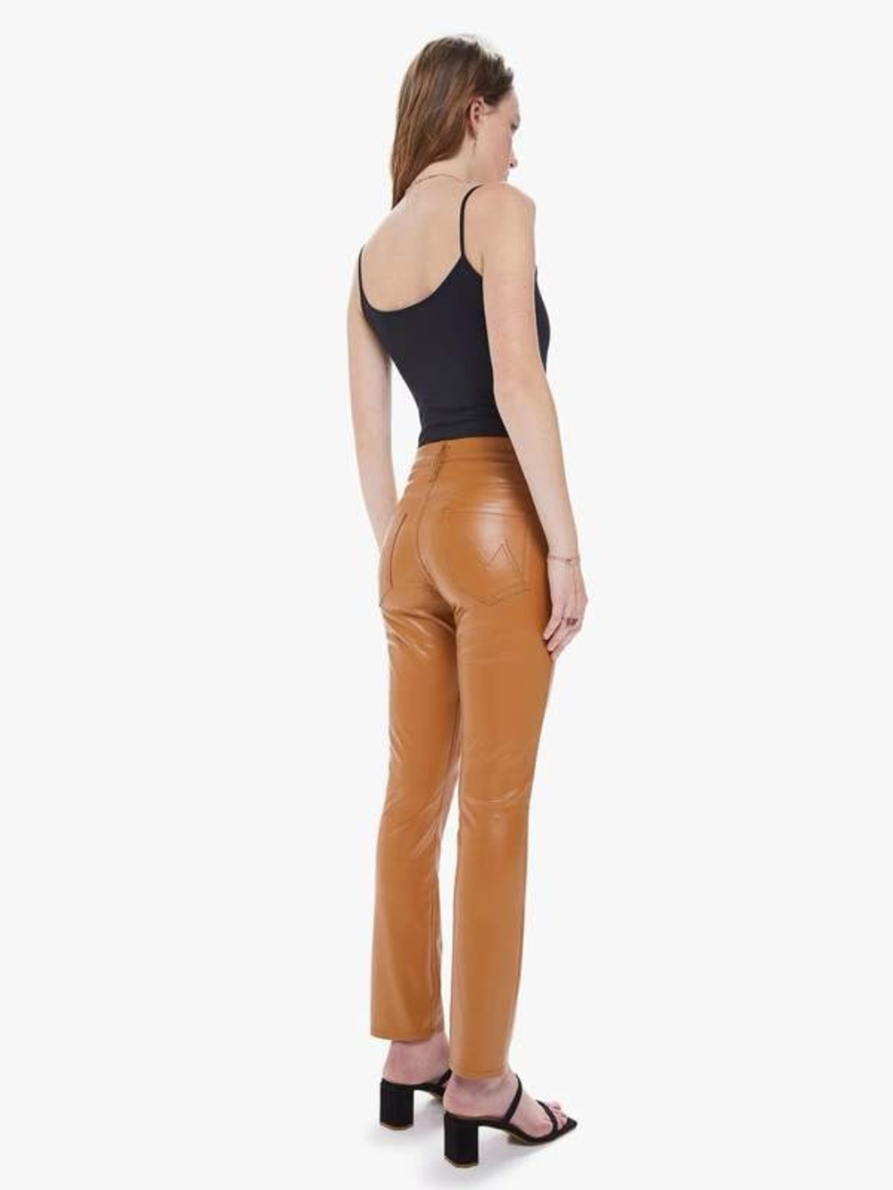 Mother The Mid Rise Dazzler Cashew Tan Faux Leather Jeans Size 29 Fall Autumn